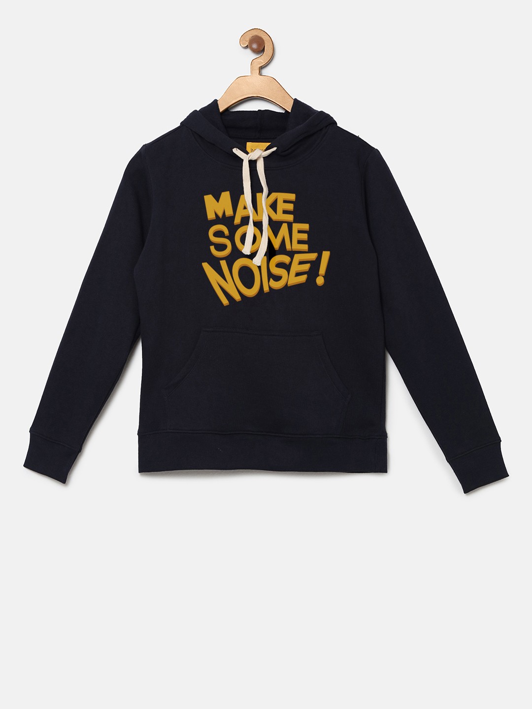 

Instafab Boys Navy Blue Printed Hooded Sweatshirt