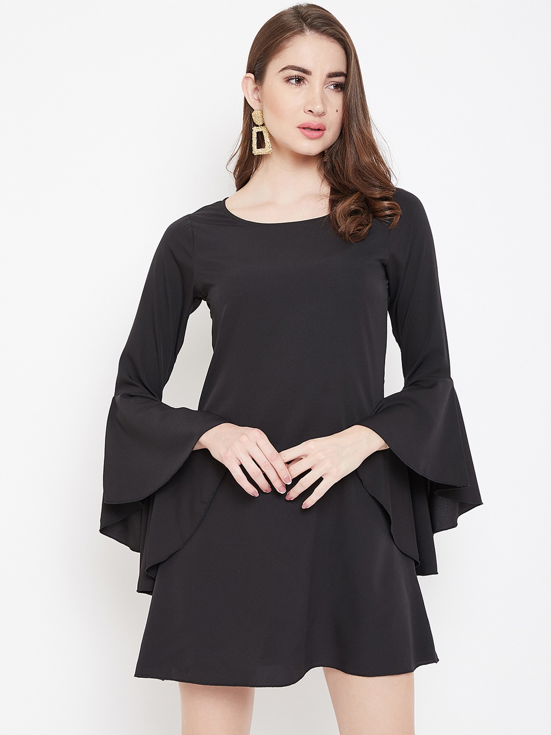 

Berrylush Women Black Solid Fit and Flare Dress