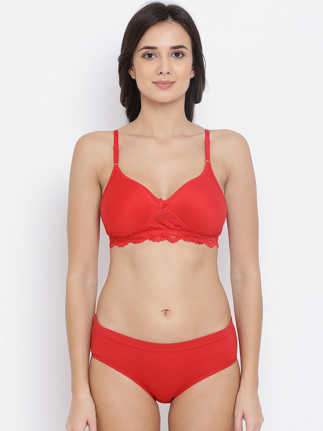 

Clovia Women Red Solid Lingerie Set COMBBP89232B