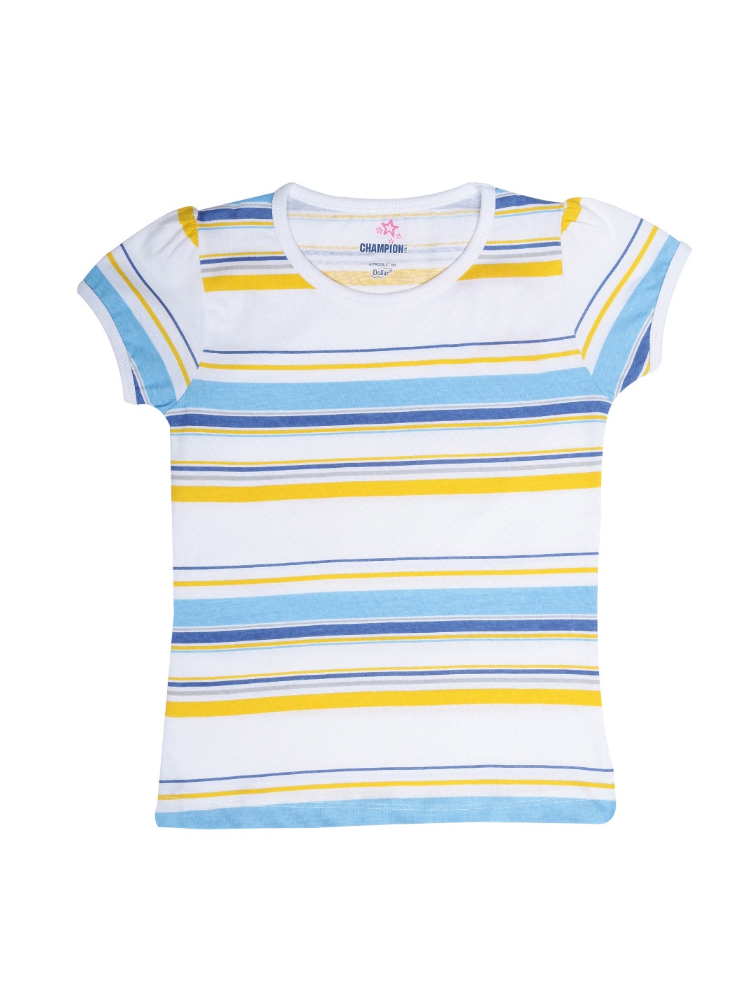 

Dollar Champion Kidswear Girls White Striped Pure Cotton Top