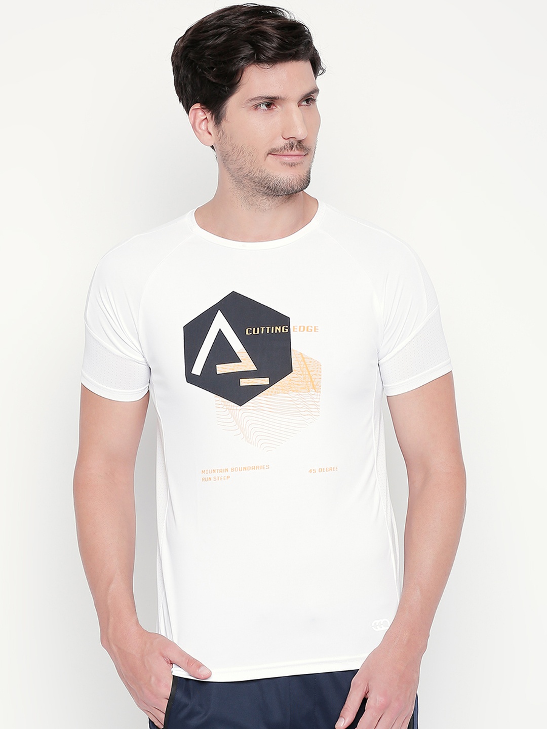 Ajile by Pantaloons Men White Printed Round Neck Pure Cotton T-shirt