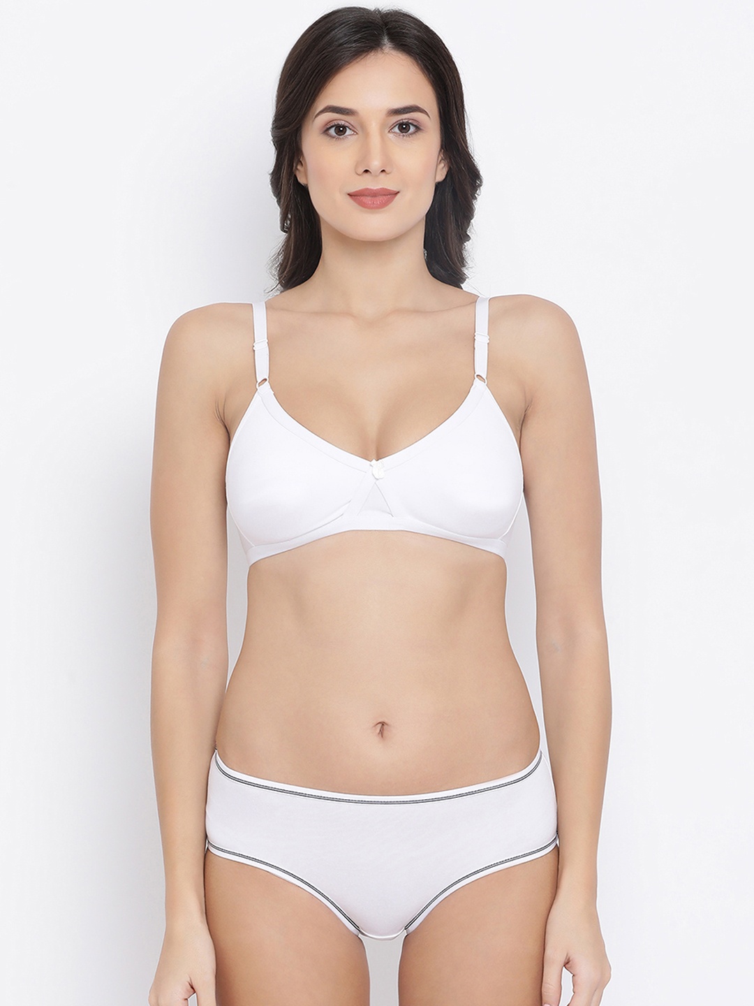 

Clovia Women White Solid Lingerie Set COMBBP37632B