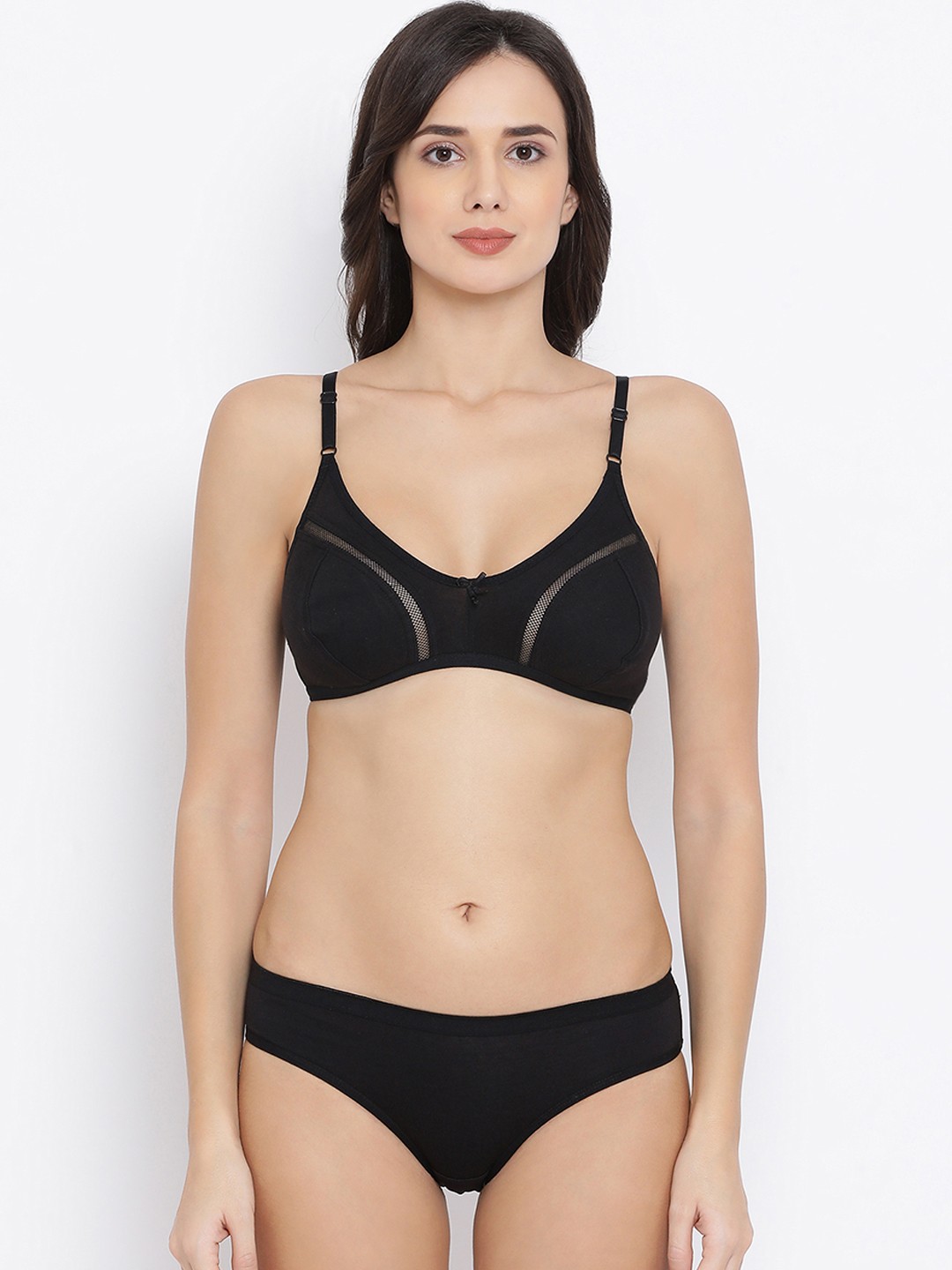 

Clovia Women Black Solid Lingerie Set COMBBP95132B