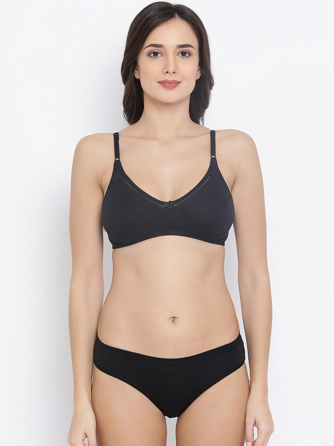 

Clovia Women Black Solid Lingerie Set COMBBP44332B