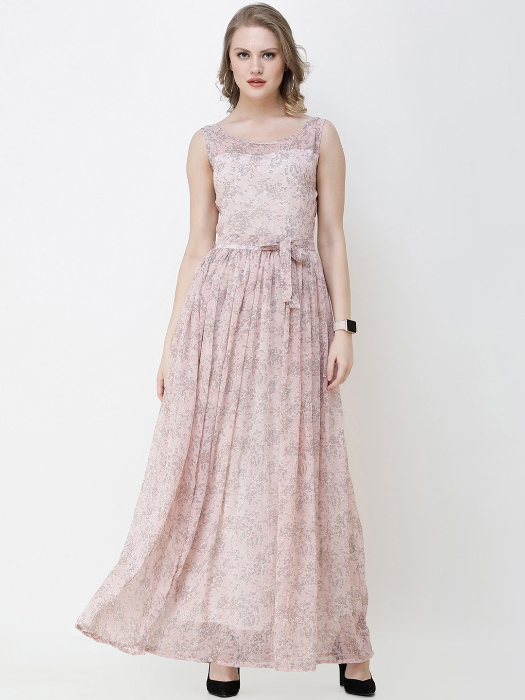 

SCORPIUS Women Pink Floral Print Maxi Dress