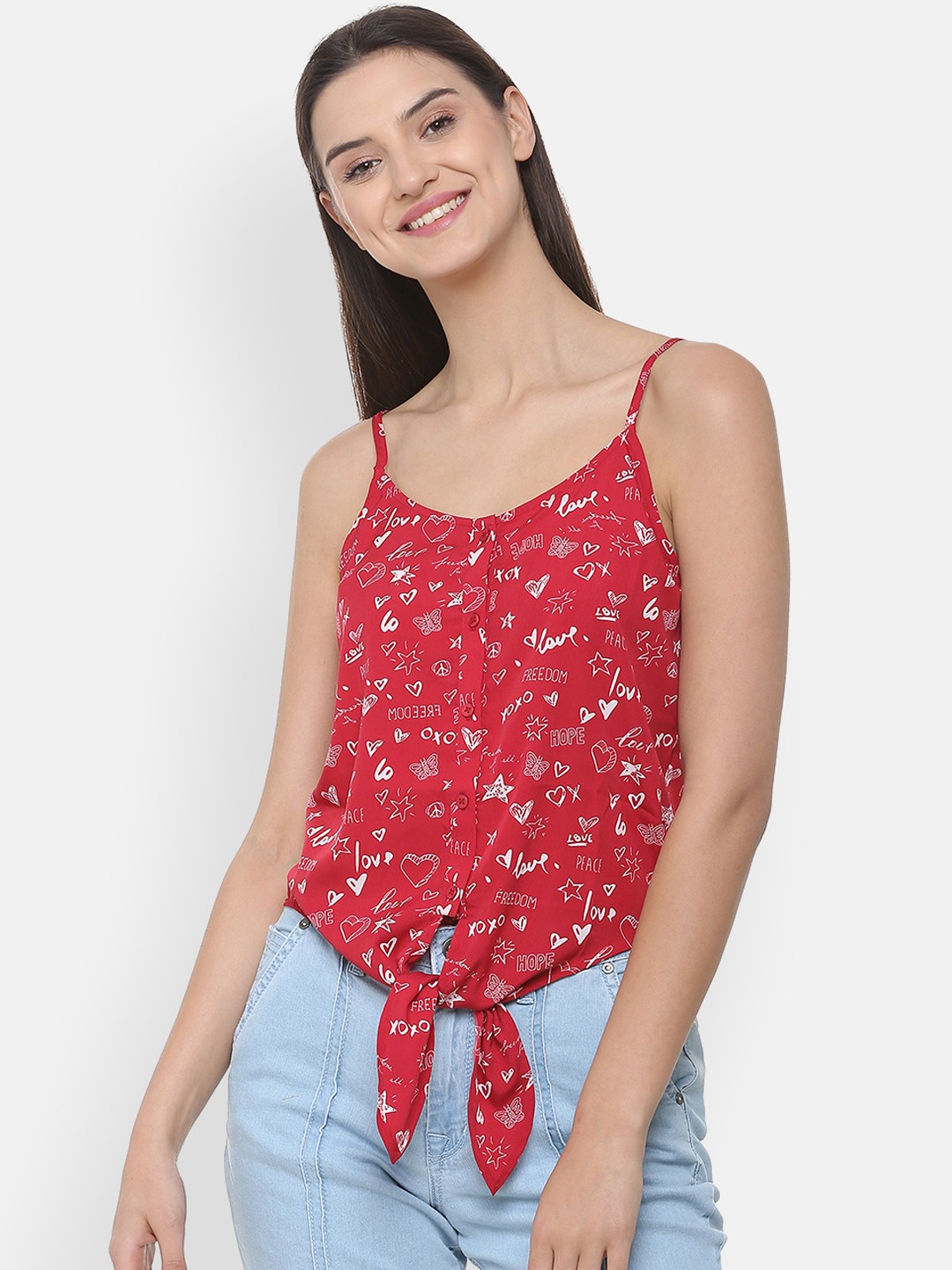 

People Women Red Printed Top