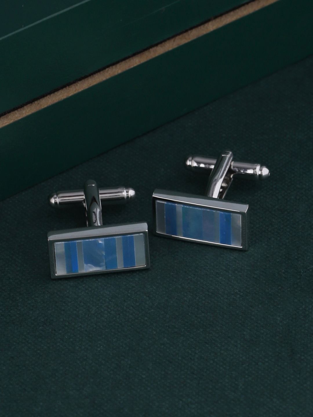 Tistabene White & Blue Mother Of Pearl Rectangle Cufflinks