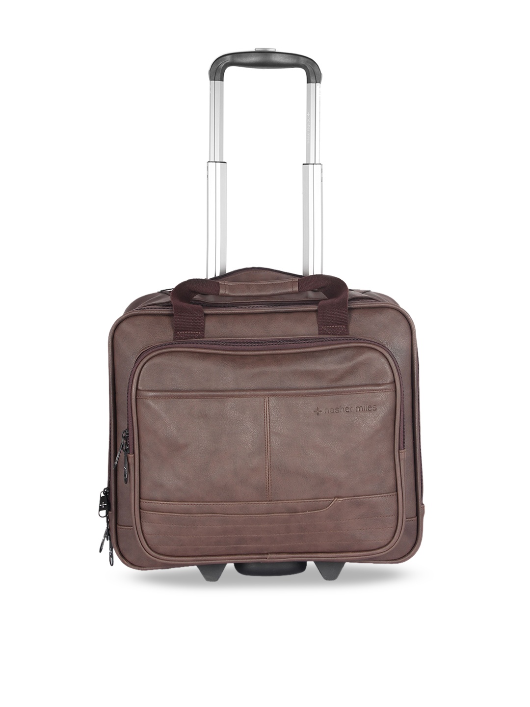 Nasher Miles Wall Street Solid Overnighter Trolley Bag, Brown