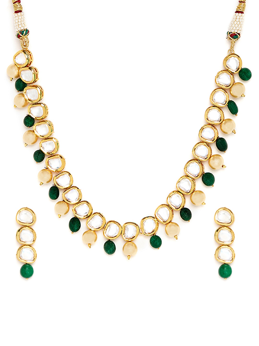 

Bamboo Tree Jewels Gold-Toned & Green Handcrafted Kundan-Studded Jewellery Set