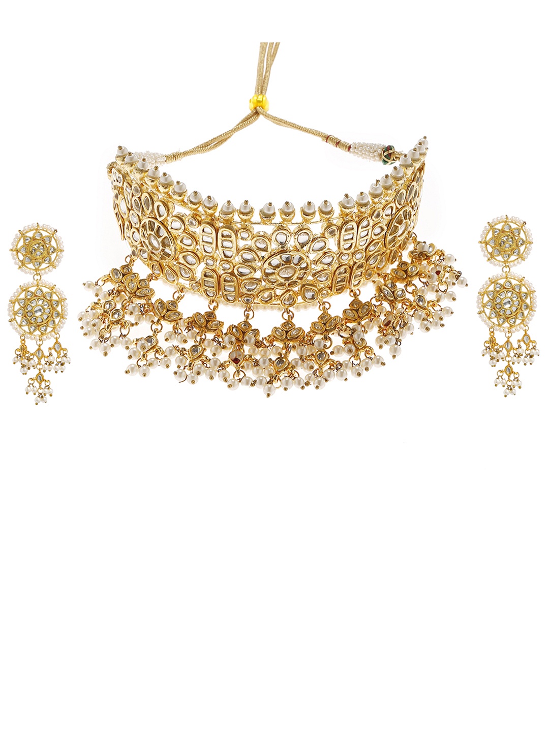 Bamboo Tree Jewels Gold-Toned Handcrafted Kundan-Studded Jewellery Set