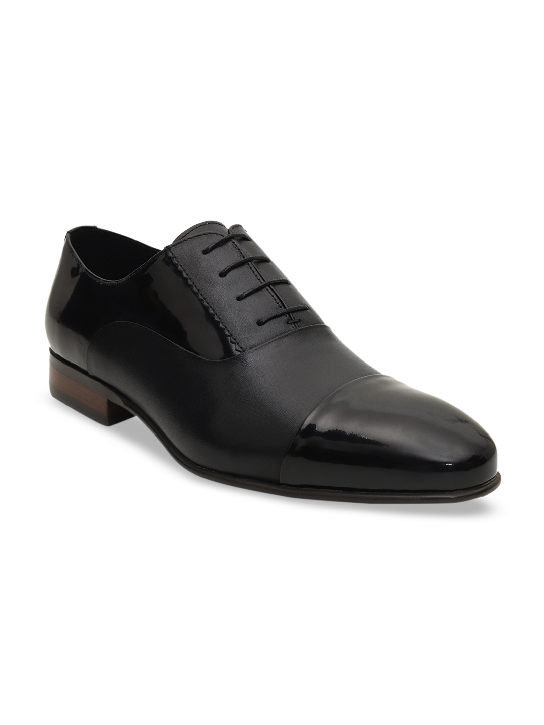 

ROSSO BRUNELLO Men Black Solid Formal Leather Oxfords