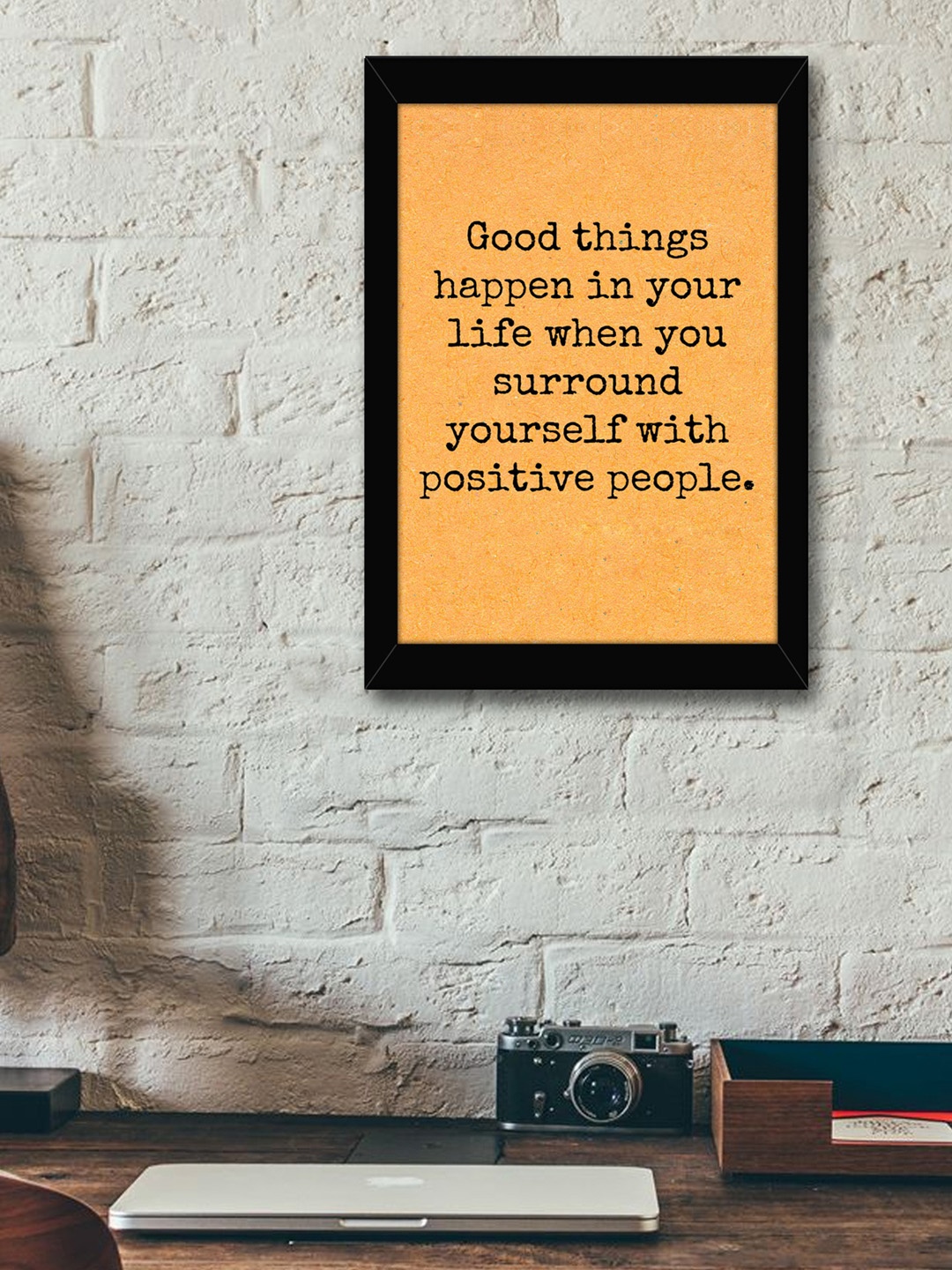 

TIED RIBBONS Black & Yellow Solid Inspirational Typographic Wall Art