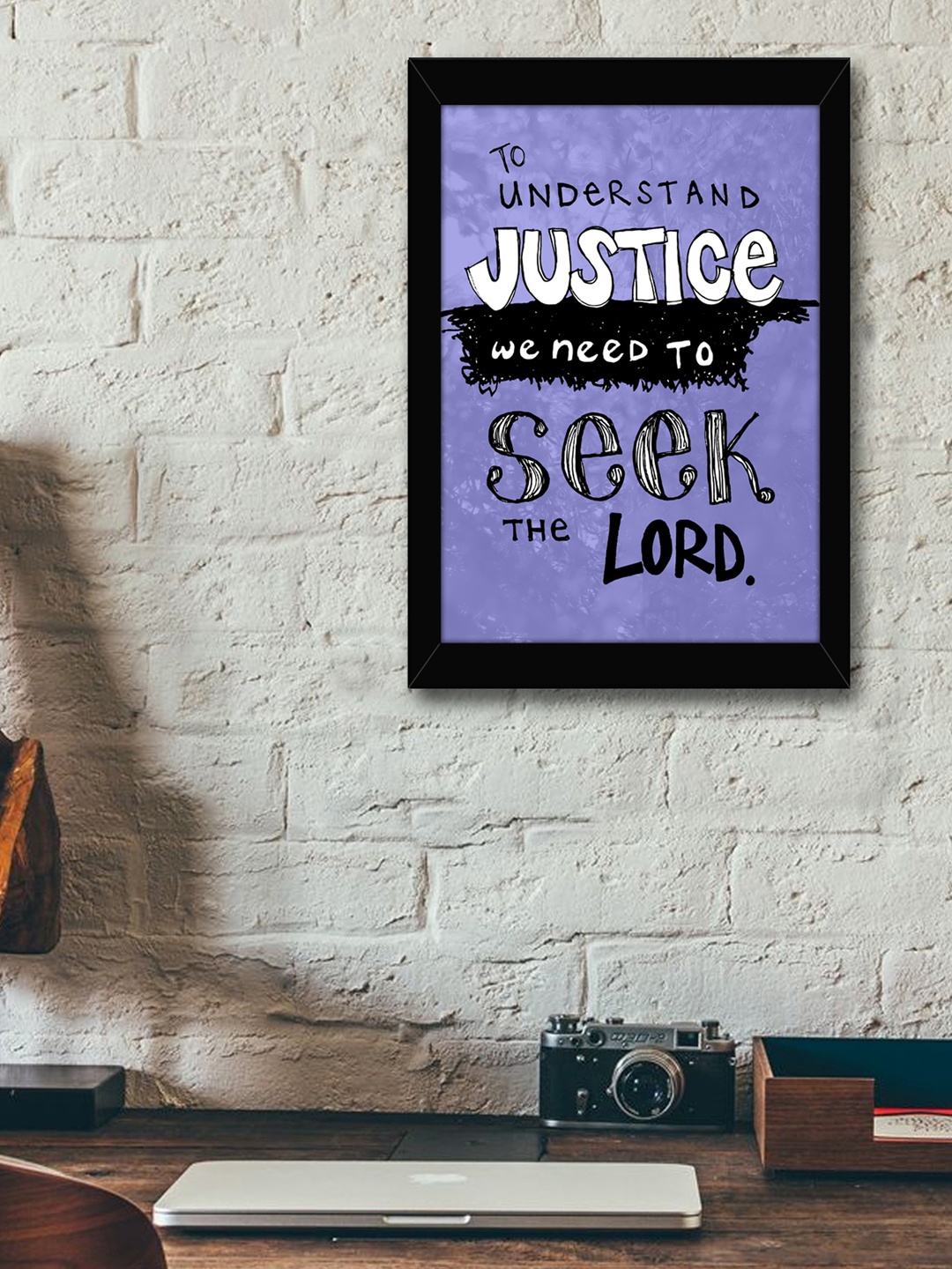 TIED RIBBONS Black & Lavender Solid Inspirational Typographic Wall Art