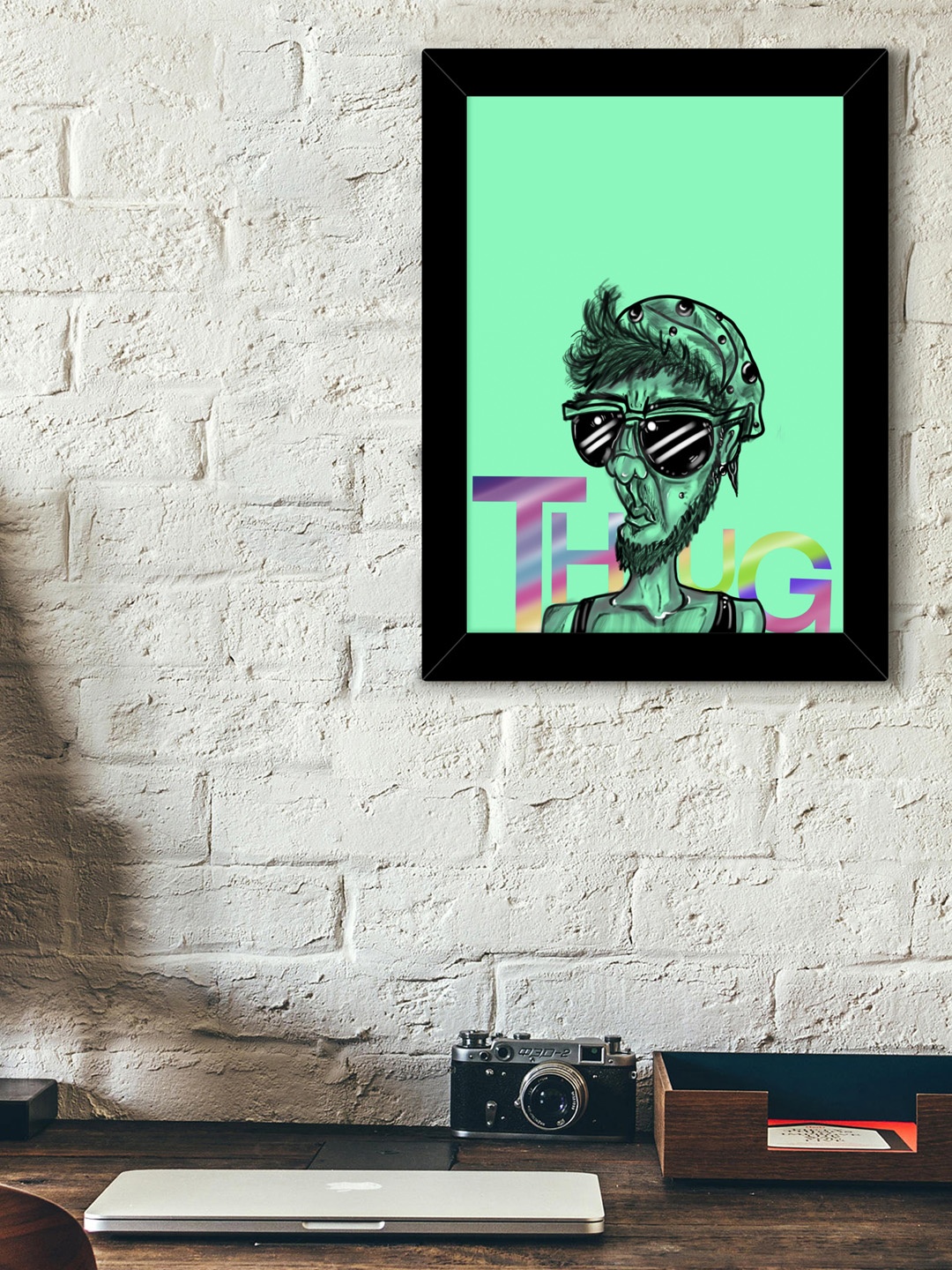 

TIED RIBBONS Black & Green Solid Illustration Wall Art