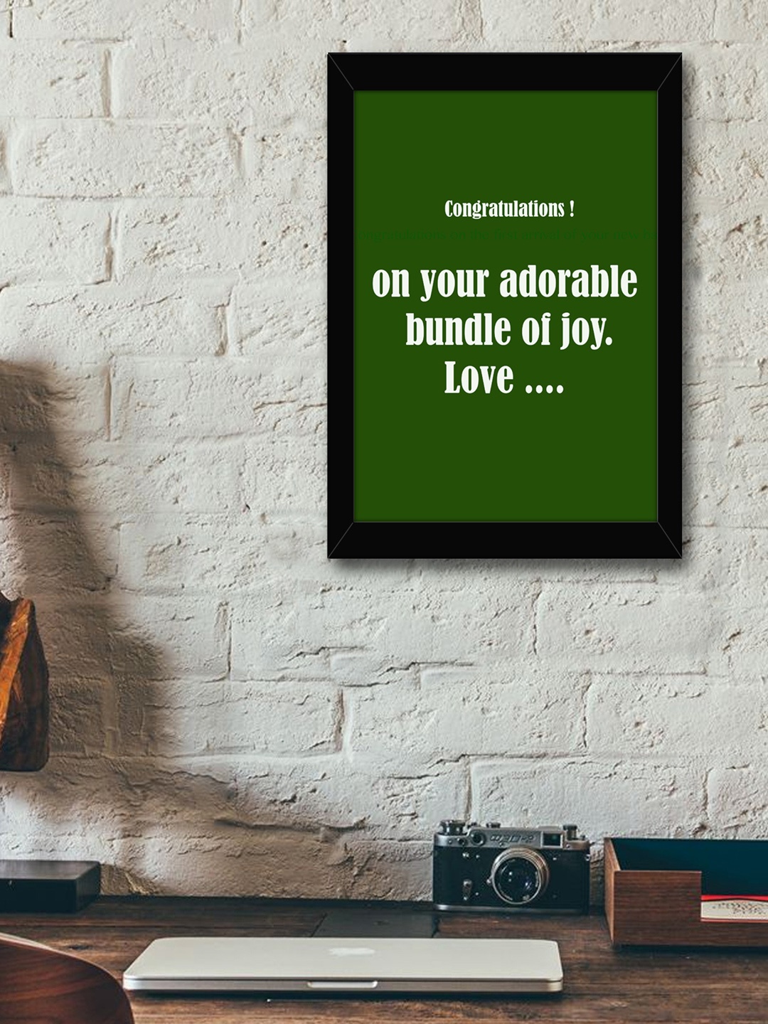 

TIED RIBBONS Black & Green Solid Typographic Wall Art
