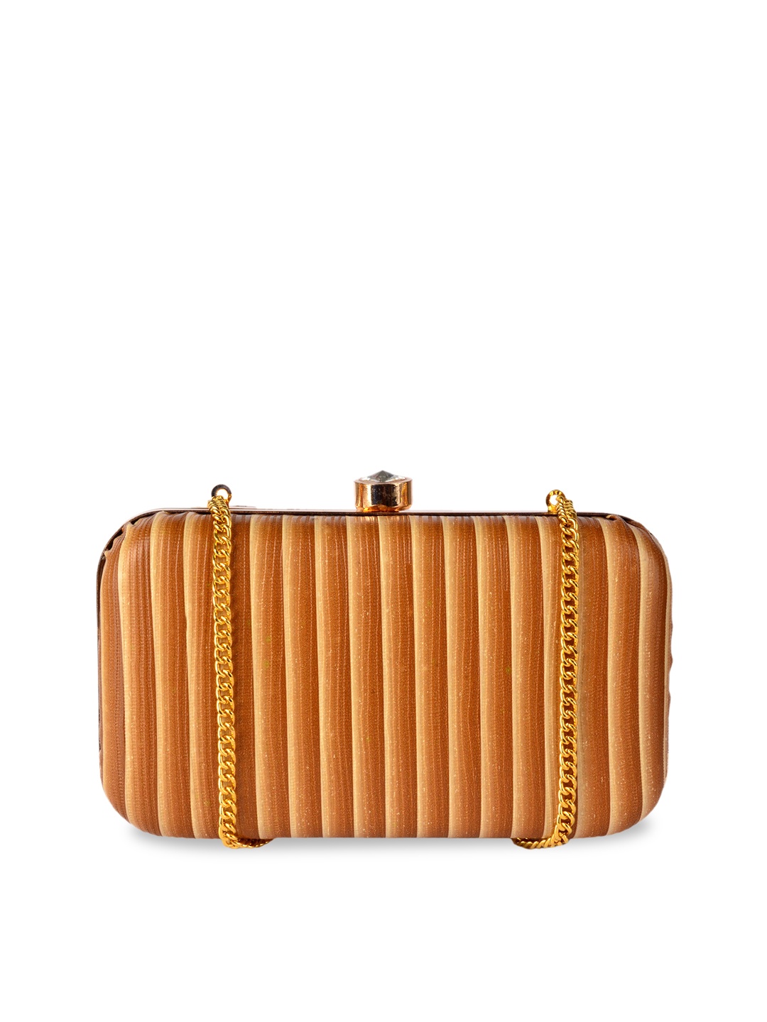 

REZZY Brown Textured Box Clutch
