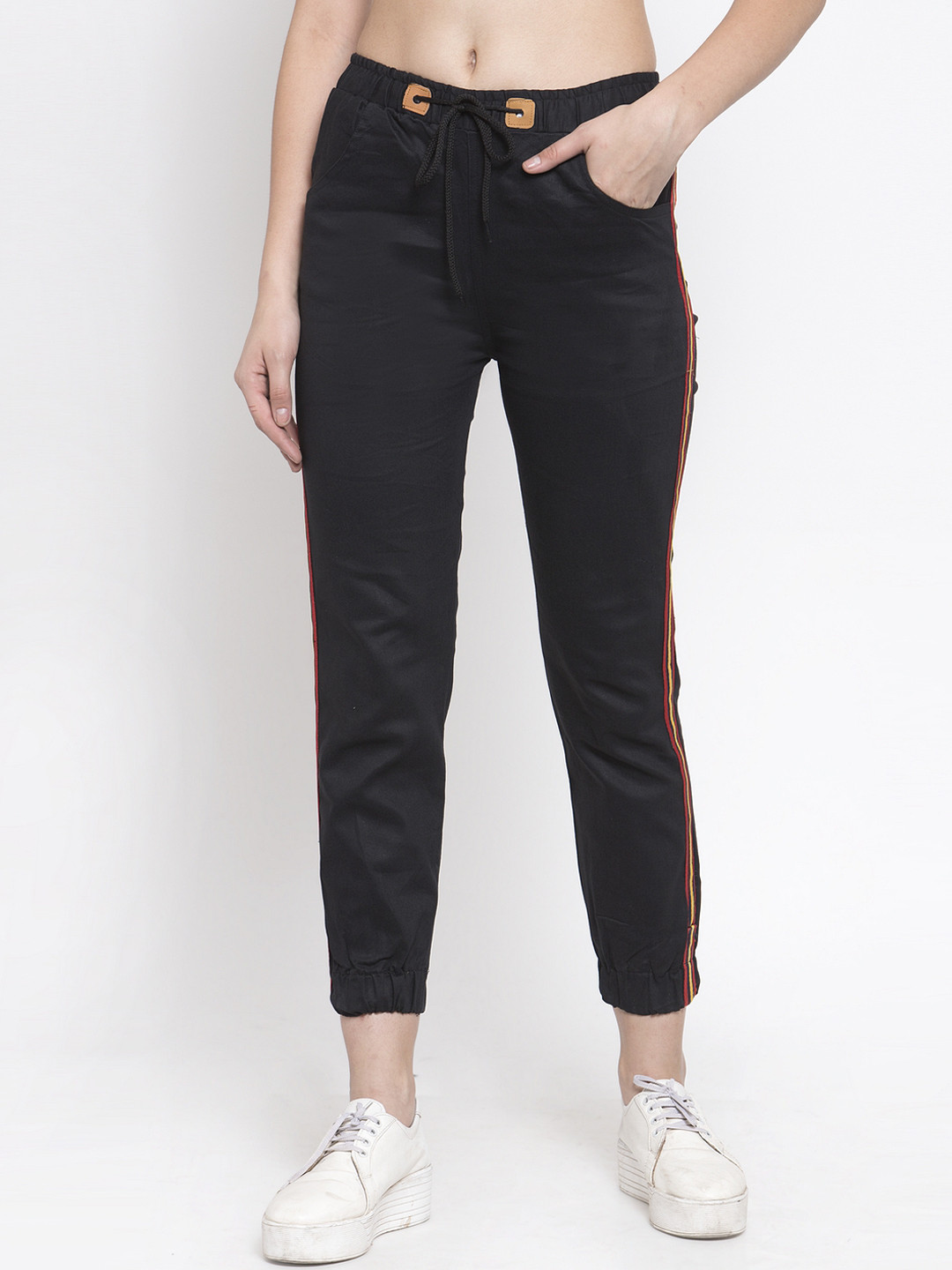 

VOXATI Women Black Tapered Fit Solid Joggers