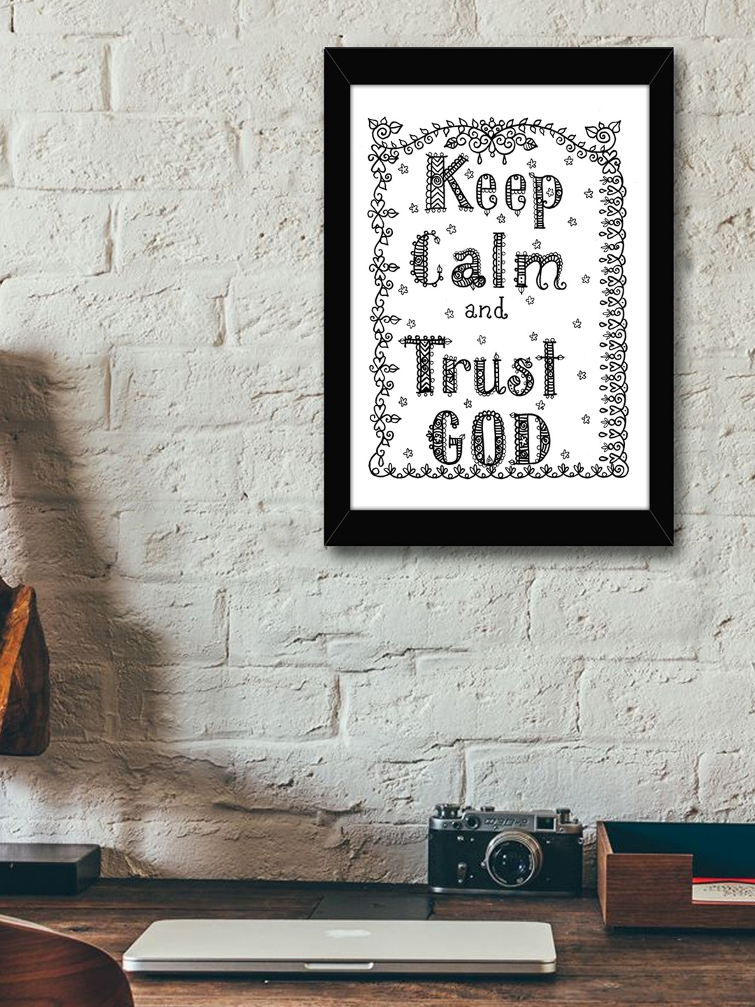 

TIED RIBBONS Black & White Solid Inspirational Typographic Wall Art