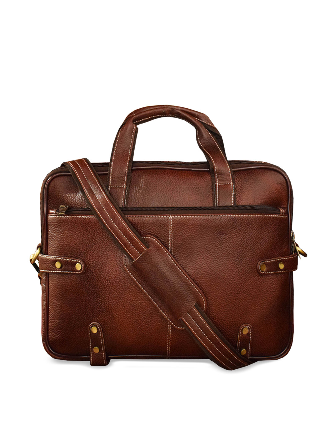 

ABYS Unisex Brown Leather Solid Laptop Bag