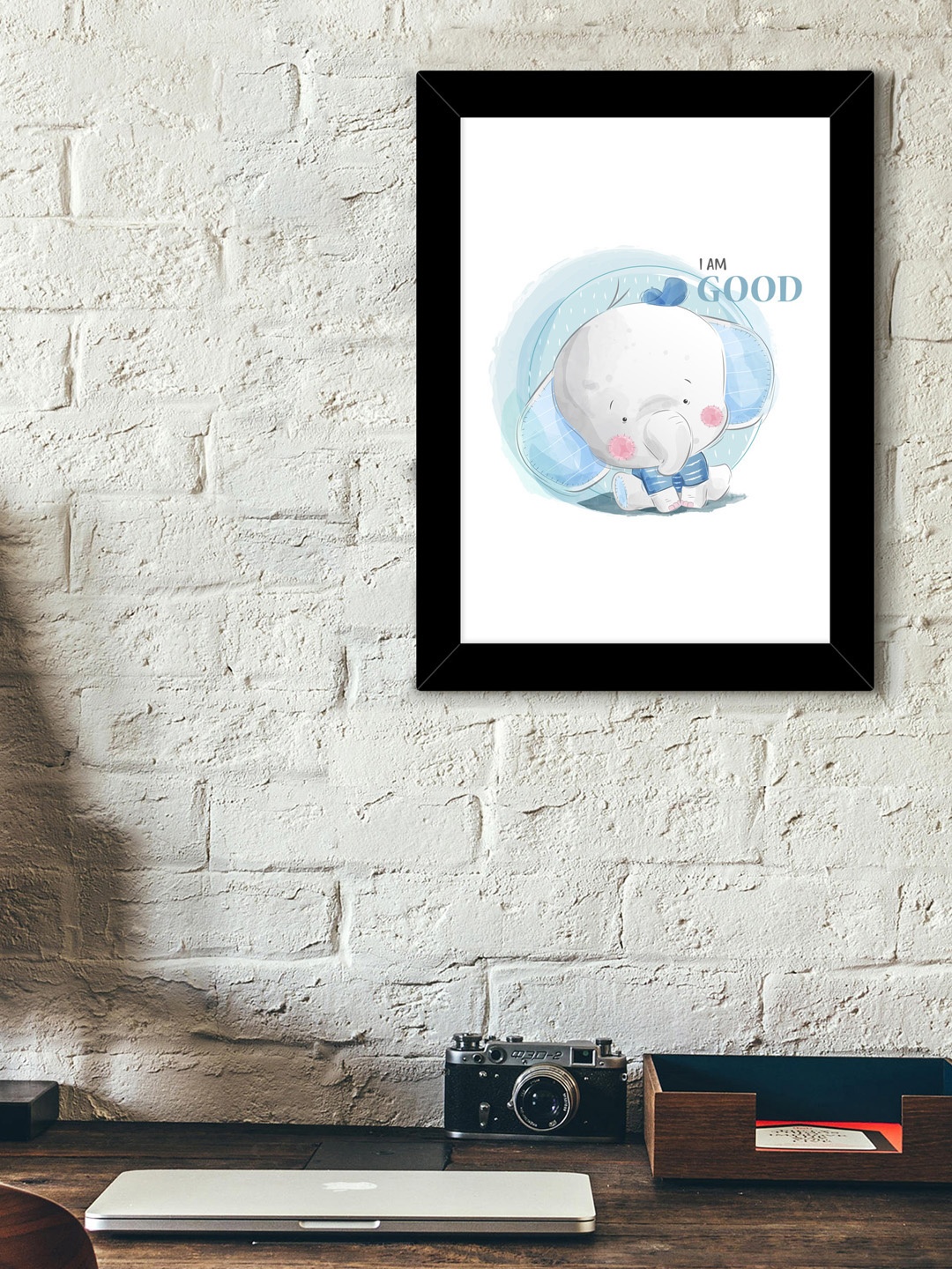 

TIED RIBBONS Black & Blue Solid Abstract Elephant Wall Art