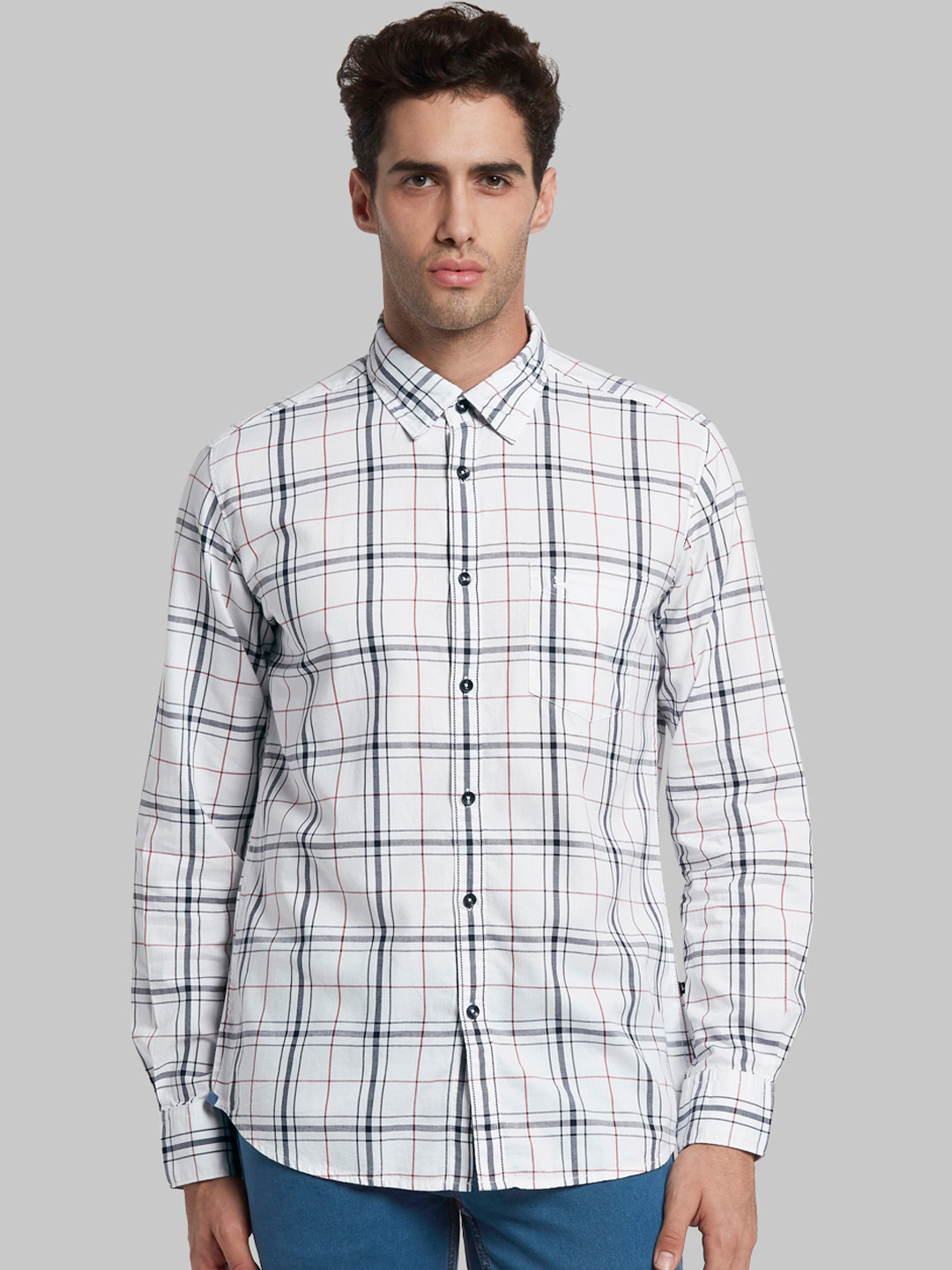 

Parx Men White & Black Slim Fit Checked Casual Shirt