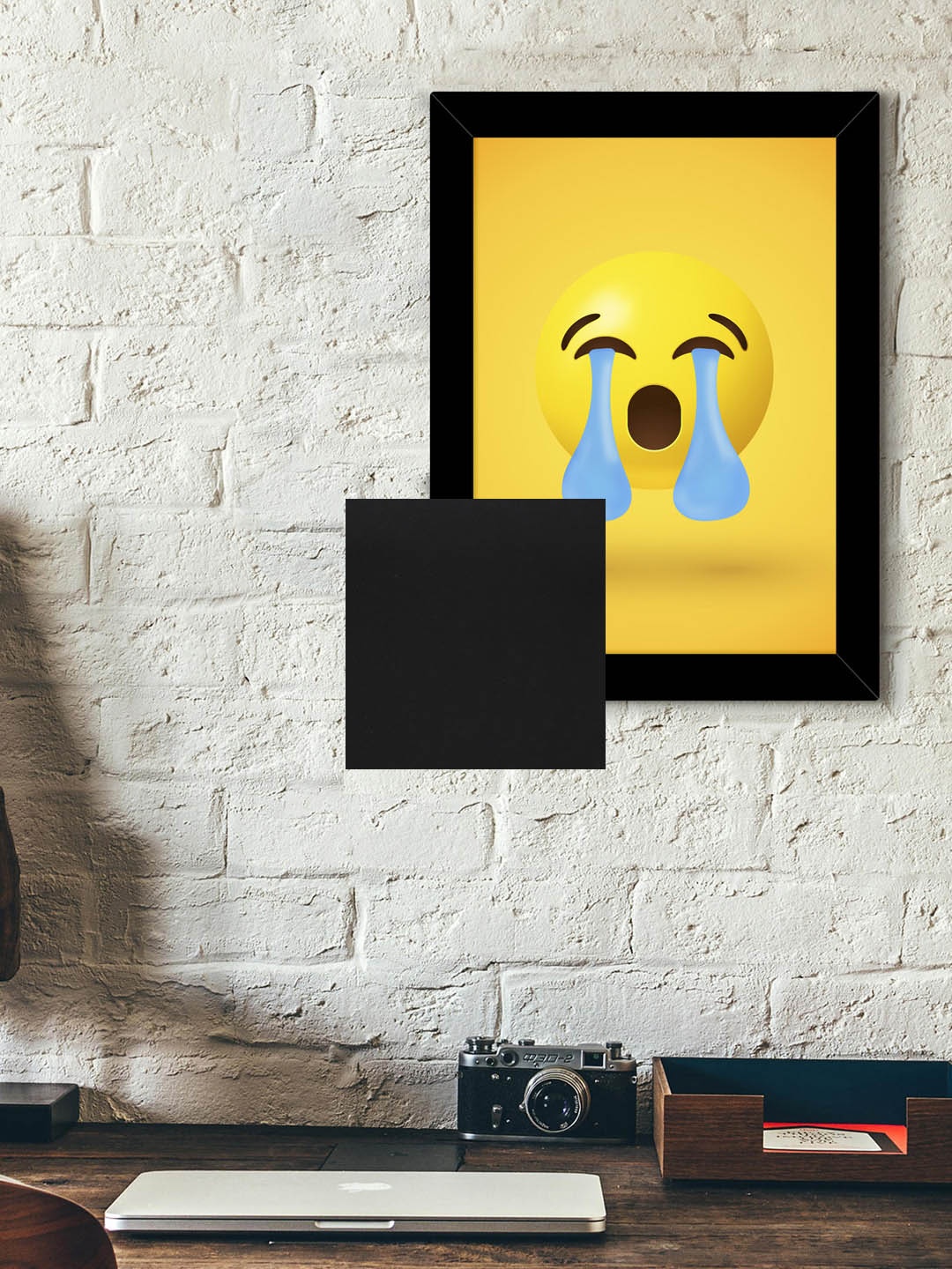 TIED RIBBONS Black & Yellow Solid Graphic Emoji Wall Art