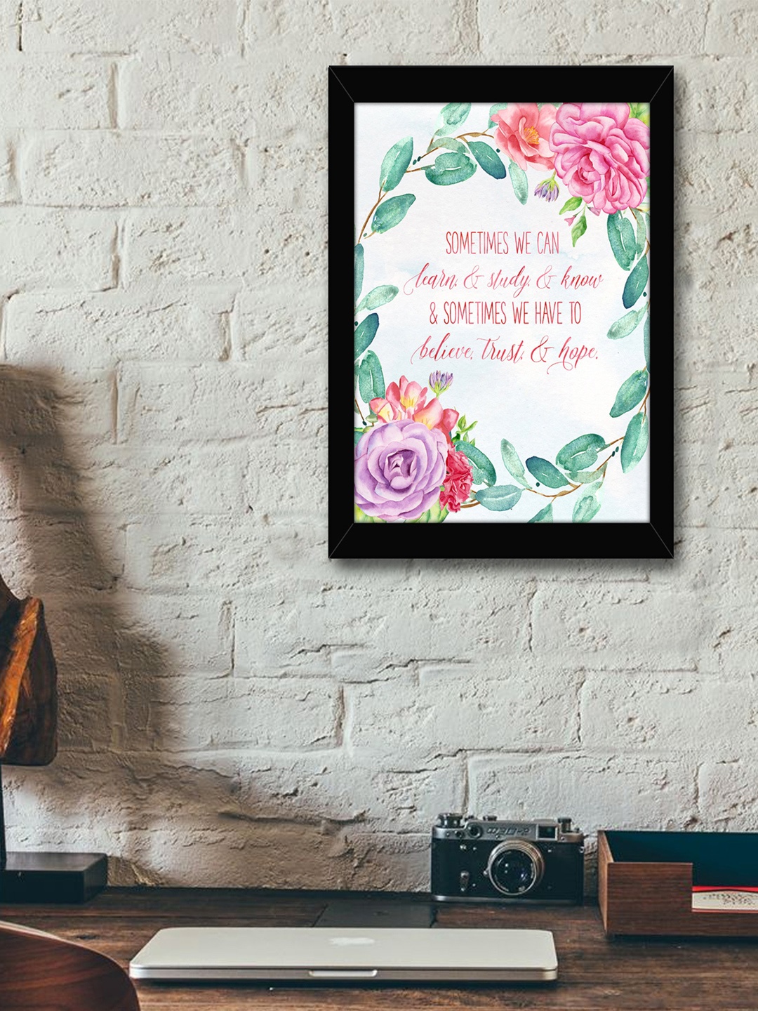 

TIED RIBBONS Black & Pink Solid Inspirational Typographic Wall Art