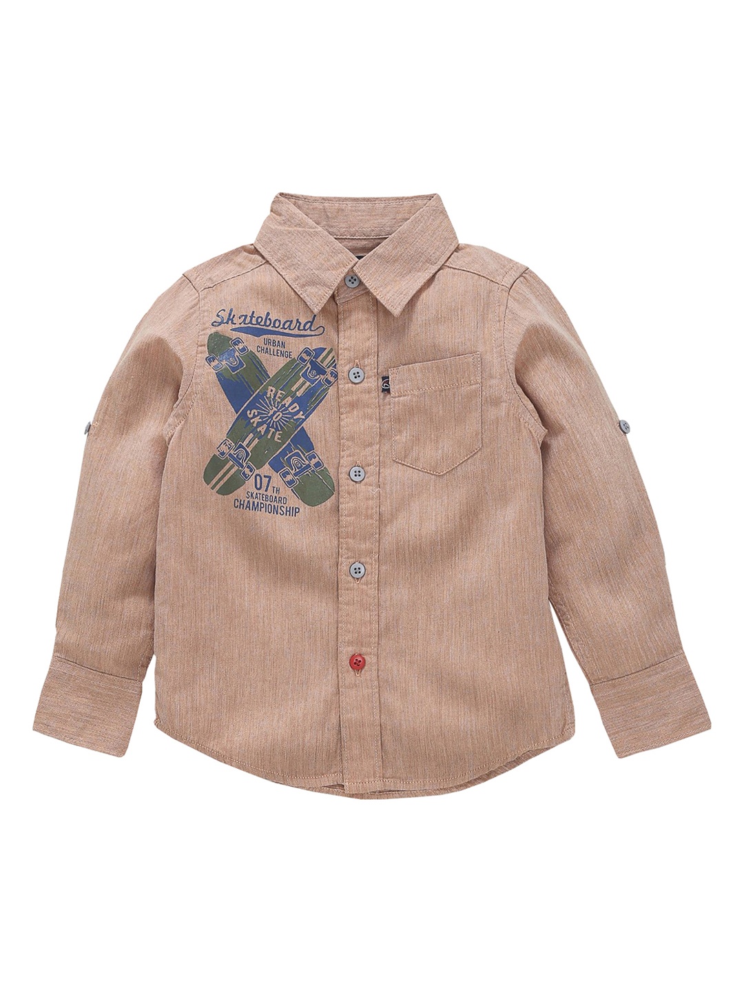 

KiddoPanti Boys Beige Regular Fit Printed Casual Shirt