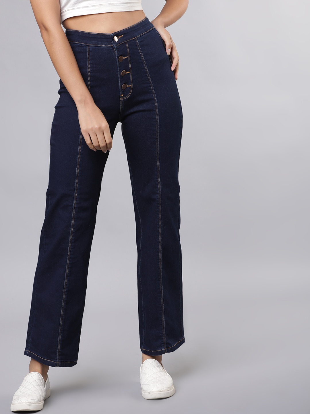 

Tokyo Talkies Women Blue Relaxed Fit Mid-Rise Clean Look Stretchable Jeans