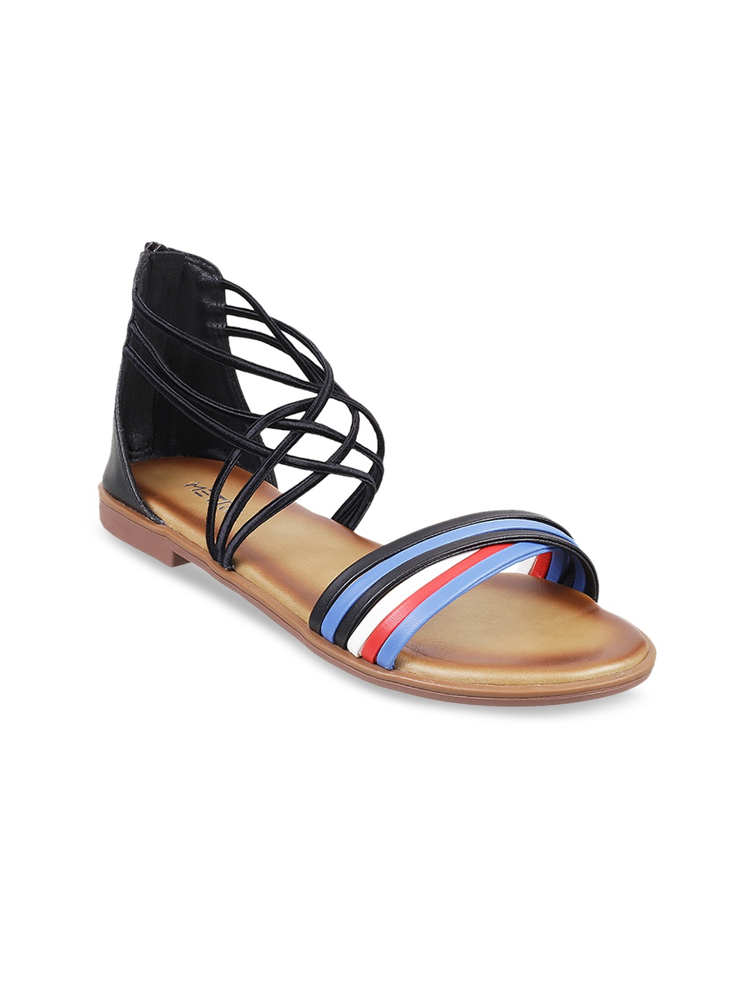 

Metro Women Black & Blue Striped Open Toe Flats