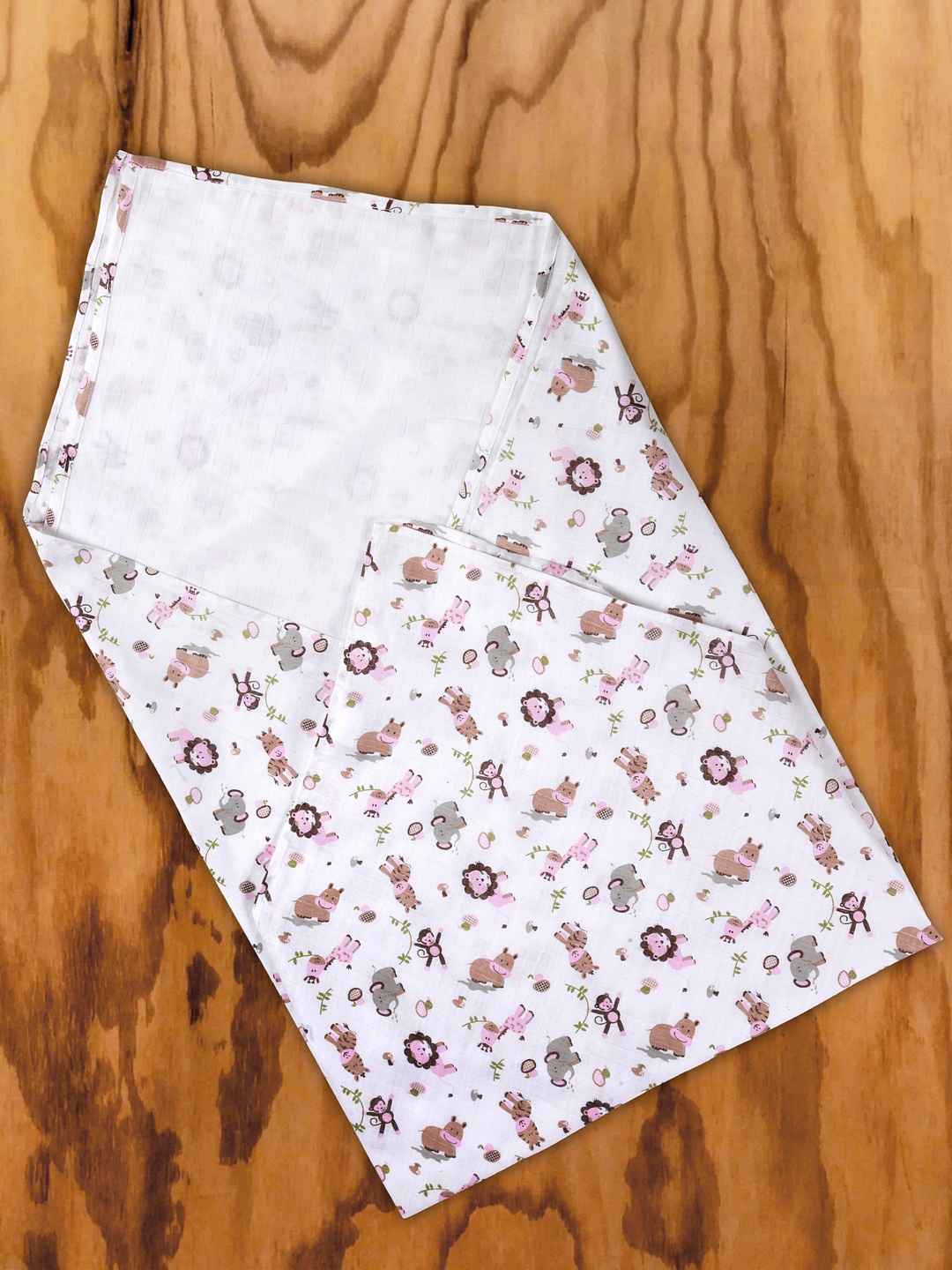 

My Milestones Kids Set of 2 White & Pink Printed Pure Cotton Muslin Swaddles