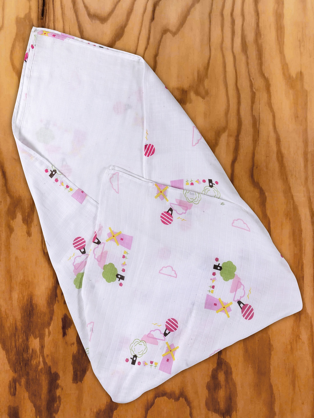 

My Milestones Kids Set of 2 White & Pink Printed Pure Cotton Muslin Swaddles