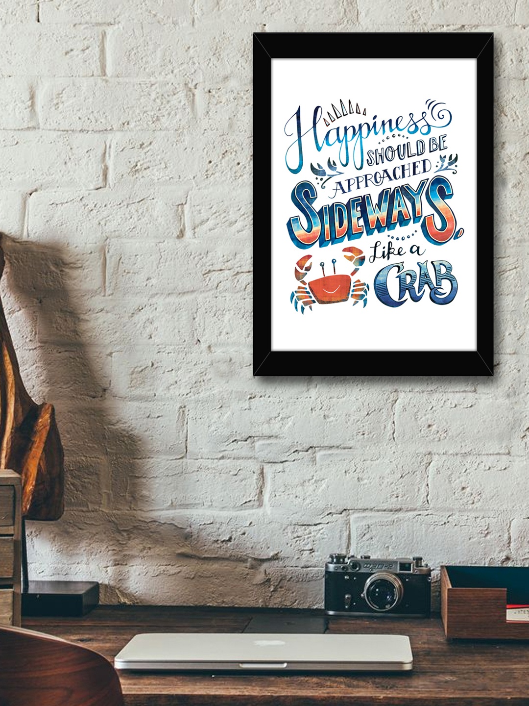 

TIED RIBBONS Black & Blue Solid Inspirational Typographic Wall Art