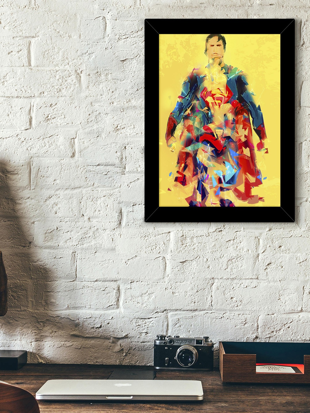 

TIED RIBBONS Black & Yellow Solid Abstract Superman Wall Art