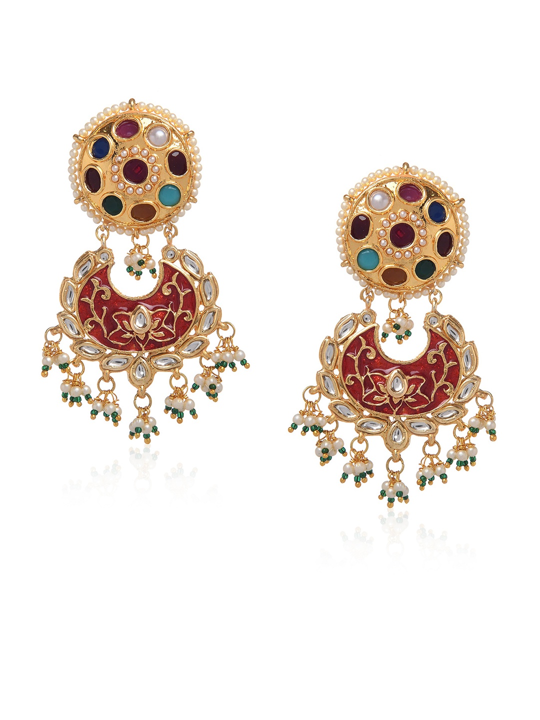 

Bamboo Tree Jewels Gold Toned Handcrafted Drop Earrings, Multi