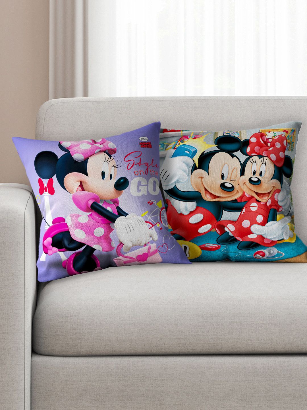 

Disney Kids Set of 2 Mickey & Mini Print Square Cushion Covers, Multi