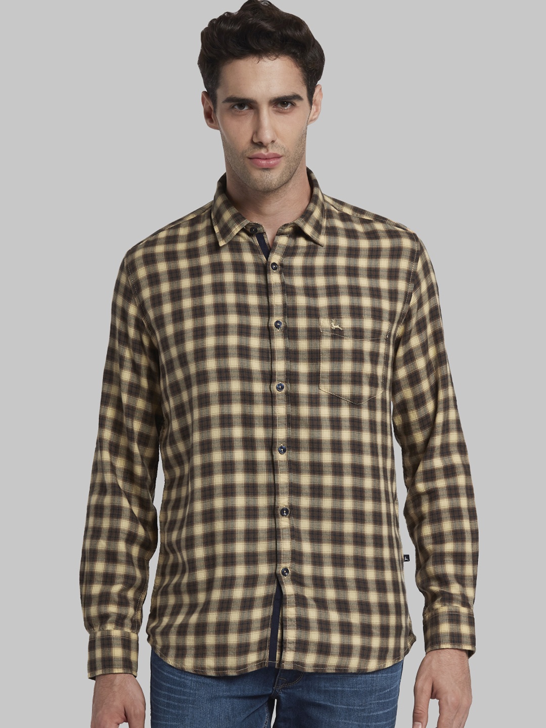 

Parx Men Brown & Beige Slim Fit Checked Casual Shirt