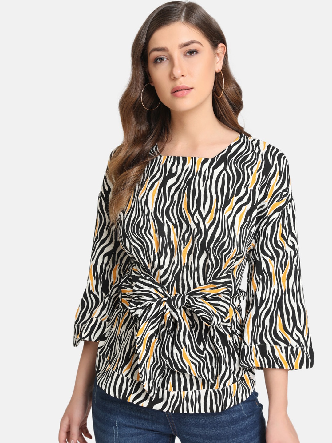

Kazo Women White Animal Printed Top