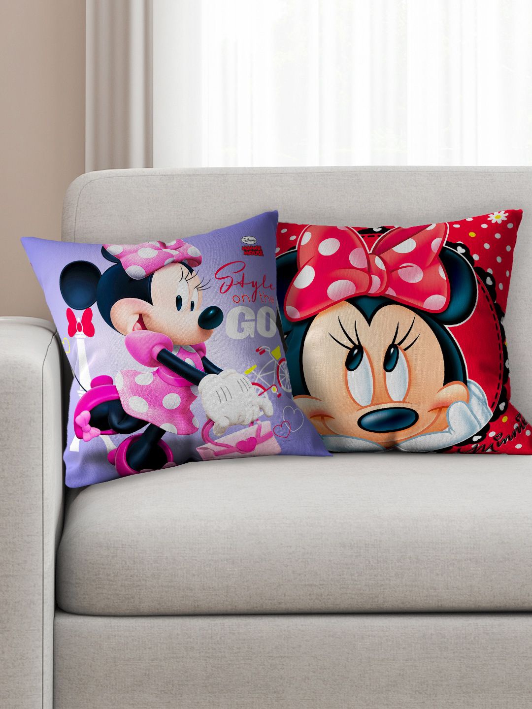 

Disney Kids Set of 2 Mickey & Mini Print Square Cushion Covers, Multi