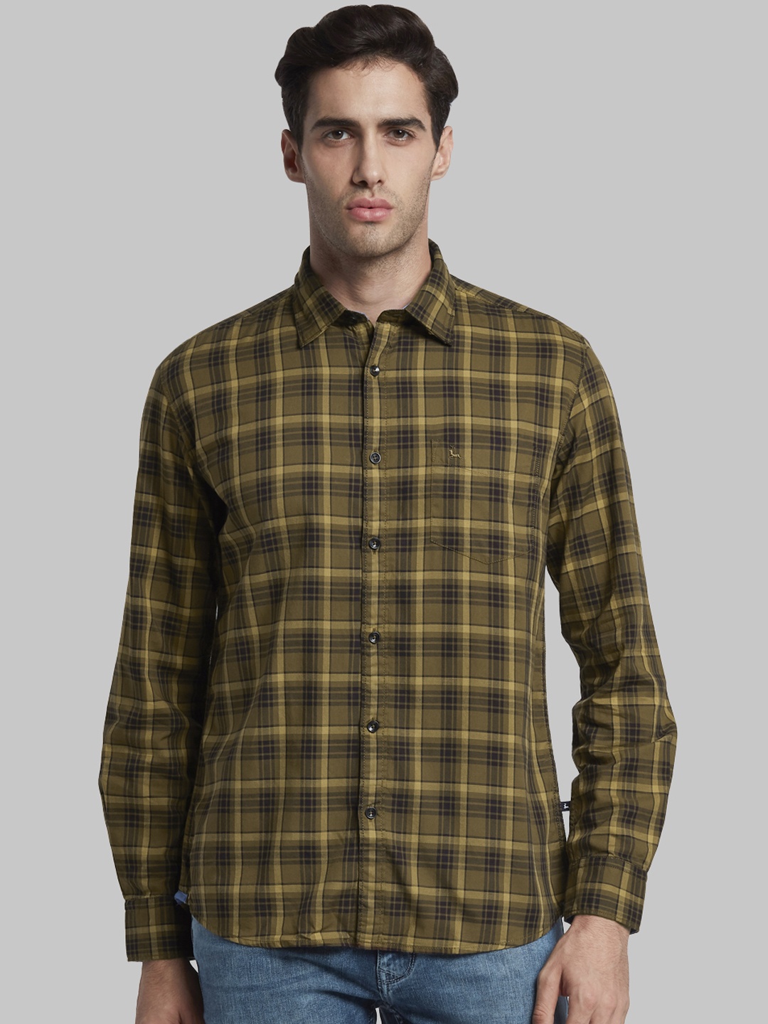 

Parx Men Brown & Mustard Yellow Slim Fit Checked Casual Shirt