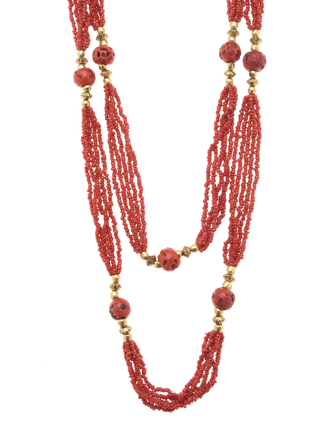 

Bamboo Tree Jewels Red Multistrand Handcrafted Necklace