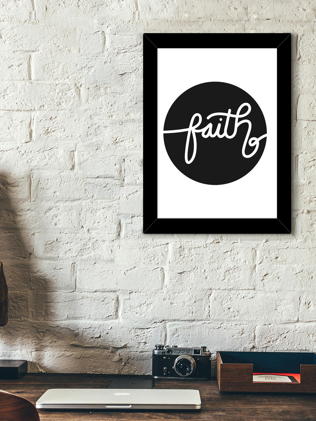 

TIED RIBBONS Black & White Faith Typographic Wall Art