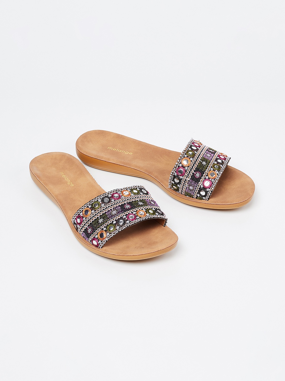 

Melange by Lifestyle Women Multicoloured Woven Design Open Toe Flats, Multi