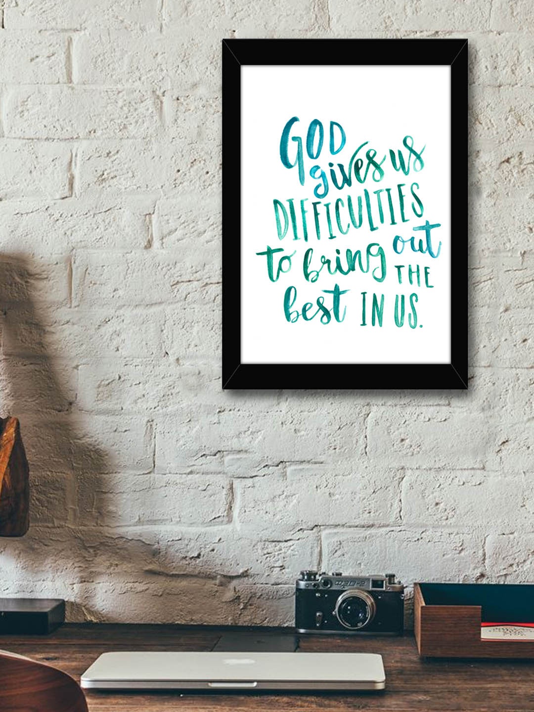 

TIED RIBBONS Black & Blue Solid Inspirational Typographic Wall Art