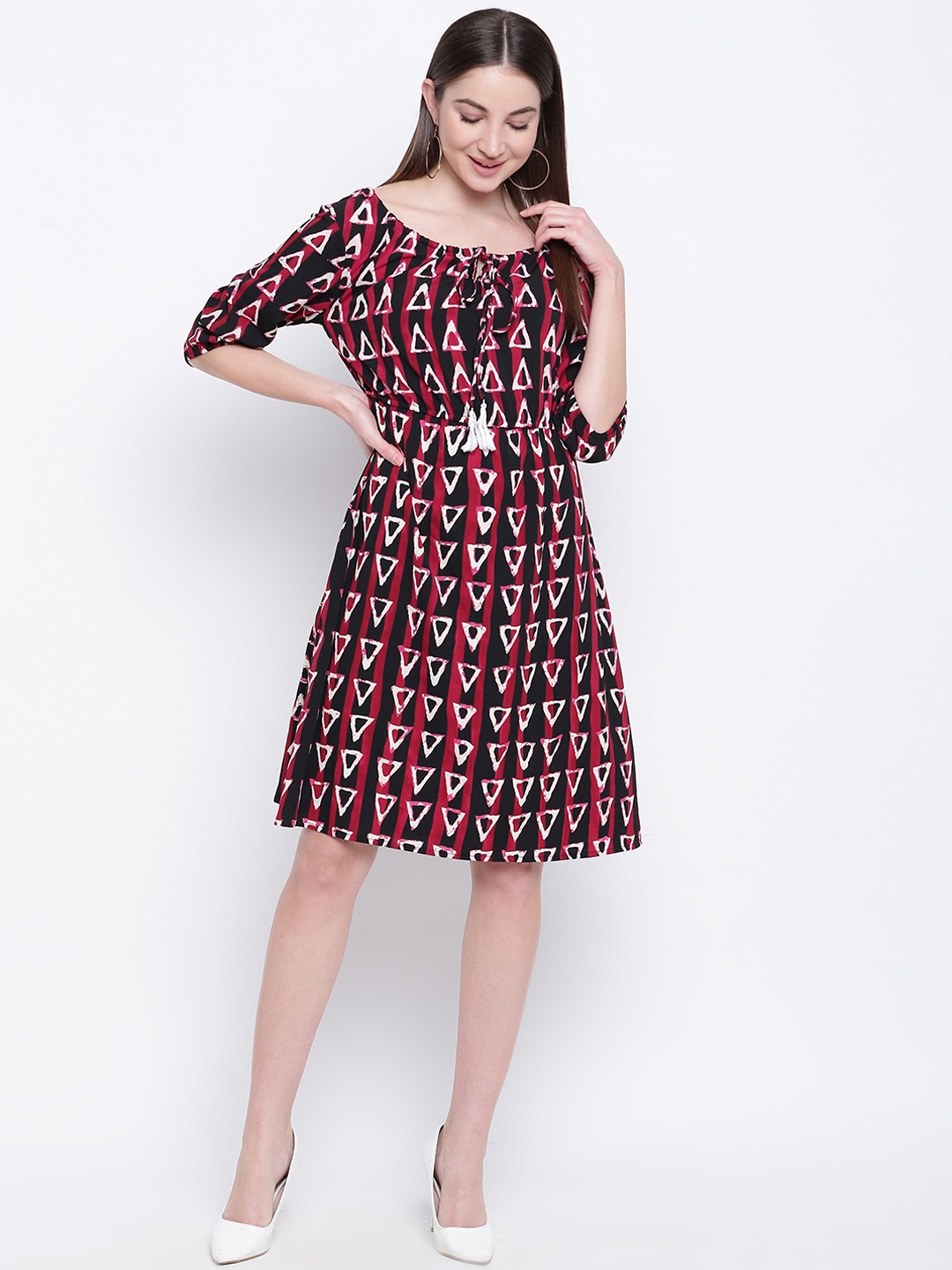 

Mayra Women Black Printed Fit and Flare Dress