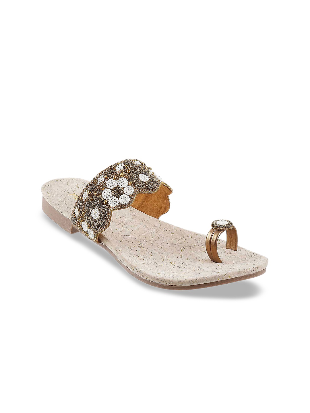 

Metro Women Gold-Toned & White Beaded One Toe Flats