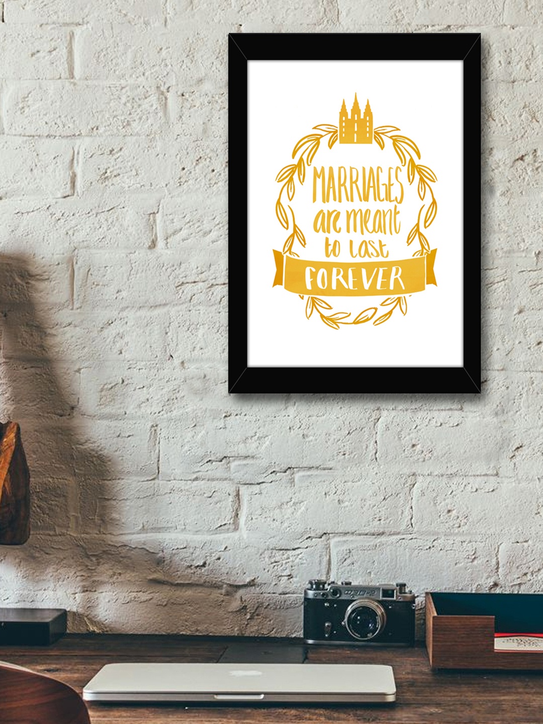 

TIED RIBBONS Black & Mustard Yellow Solid Typographic Wall Art