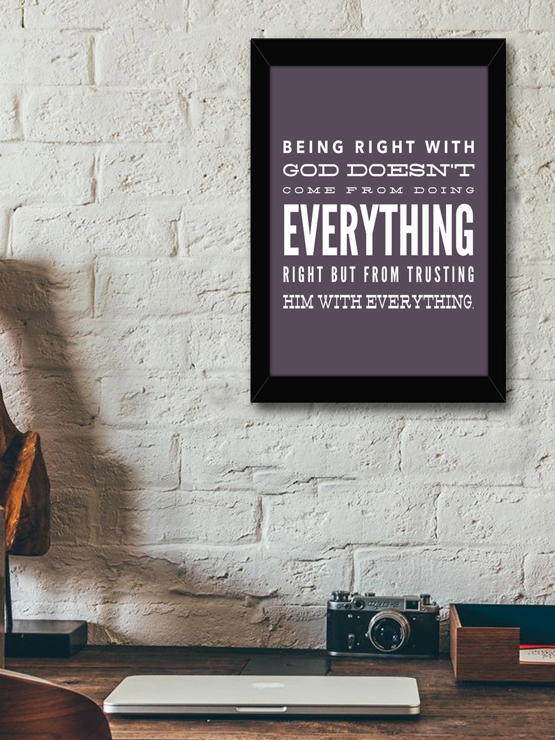 

TIED RIBBONS Black & Dusty Purple Solid Inspirational Typographic Wall Art