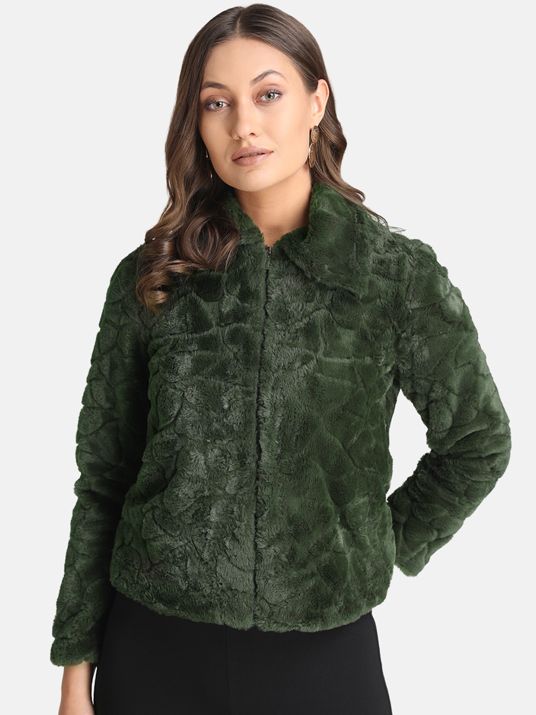 

Kazo Women Green Solid Tailored Jacket