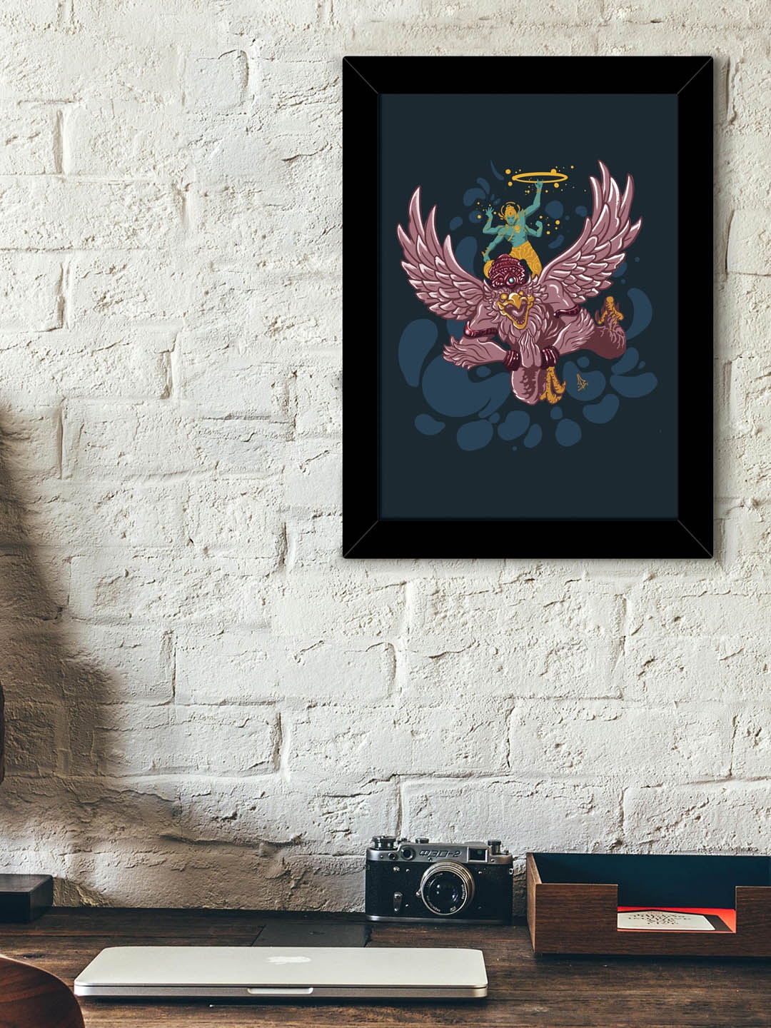 

TIED RIBBONS Black & Teal Blue Solid Graphic Wall Art